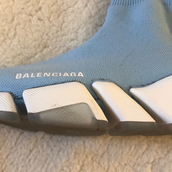 Balenciaga | Light Blue and White Speed Knit Sock Trainer Sneakers Size 8 - Picture 11 of 14